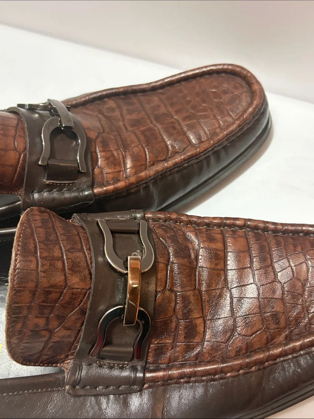 Bruno Magali Croc-Embossed Leather Slip-On Loafers Sz 10 Men